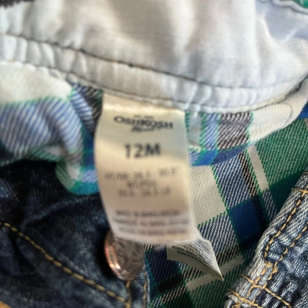Denim Overalls Oshkosh 12 mths flannel lining